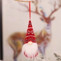 Gnomo de Navidad tejido en rojo con barba blanca y gorro con diseño geométrico - Estilo A / Gorro de punto rojo con patrón geométrico