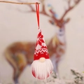 Gnomo natalizio da appendere con cappello in maglia rossa e barba bianca decorazione albero - Stile B - Onde Rosse e Bianche