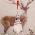 Gnomo natalizio lavorato a maglia grigio senza volto con barba bianca e nastro rosso - Stile D - Cappello Grigio Motivo Rosso