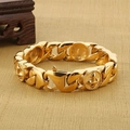 Bracciale a catena cubana vintage color oro con medaglioni a croce e finitura lucida - Oro