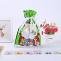 Christmas drawstring gift bag with Santa Claus pattern and ribbon close-up detail - Santa Claus Small Green 24*32