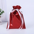 Red laser film drawstring gift bag with white ribbon for Christmas and New Year packaging - Laser Extra Small Red 22*16