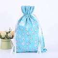 Light blue Christmas drawstring gift bag with snowman and reindeer patterns - Blue Pattern 42*29