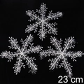 Set of three white 23cm Christmas snowflake ornaments with holographic glitter finish - [Snowflake] 23cm (Pack of 3)