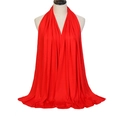 Solid red mercerized cotton scarf with high drape shown on a head mannequin - Bright Red