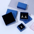 Set di scatole regalo per gioielli blu pavone con inserti in velluto nero per anelli - 5X5X3cm / Verde petrolio