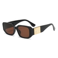 Lunettes de soleil rectangulaires noires modernes avec verres bruns et charnières MN - Monture Noire Verres Bruns