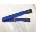 Slim elastic buckle-free invisible belt in blue with black leather ends for a sleek look - Blue
