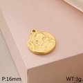 Colgante moneda de 16mm en acero dorado con figura en relieve sobre caja de regalo - Retrato Redondo Religioso (KLJ4869-Z)