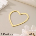 Ciondolo a cuore cavo in acciaio inossidabile dorato lucido, misura 40x40mm e peso 3g - Stile Cuore Semplice (KLJ080-Z)