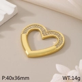 Golden heart-shaped jewelry pendant with white rhinestones, size 40x36mm, 14g weight - Luxury Rhinestone Heart Style (KLJ5868-Z)