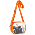 Transparent PVC stadium crossbody bag with vibrant orange trim and adjustable wide strap - Orange Red