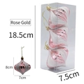 Set of 3 onion-shaped Christmas ball ornaments in rose gold and white glitter finish - Rose Gold