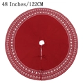 Gonna per albero di Natale rossa in maglia 122 cm con fiocchi di neve e motivi alberi - Rosso Porpora