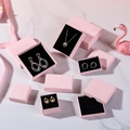Pink jewelry gift boxes for necklaces and earrings on white marble with pink ribbons - 5X5X3cm / Water Pink