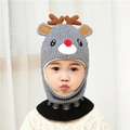 Gorro bufanda de punto gris para bebé con diseño de ciervo y astas de color marrón - Talla única / Asta de Ciervo Gris