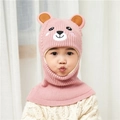 Bufanda con capucha de punto rosa con orejas de oso y bordado en un niño pequeño - Talla única / Oso Rosa