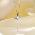 [8145] Collier Ailes Diamant Blanc Couleur Acier