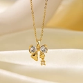 [8152] Collier Nœud En Zircon Doré