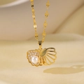 Collier Pendentif En Cuivre 8086 Avec Perle Creuse Et Coquillage Doré