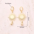 Light Gold Brushed Sun Round Beads Elastic Earrings (gold)|1 Pair/package / 35x22.5mm (needle Thickness:0.8mm)