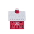 Red and white metal house candle holder with glitter snowy roof for Christmas decor - Style C (Excl. T-light)