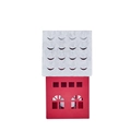 Red metal Christmas house ornament with a white glitter roof and hollow windows - Style D (Excl. T-light)