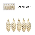 Adornos de Navidad de piñas doradas y blancas con purpurina, pack de 5 piezas - Dorado