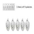Pack de 5 adornos navideños de piñas blancas brillantes con lazos para colgar fácilmente - Plateado