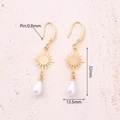 Light Golden Sun+acrylic Artificial Pearl Earrings (gold)|1 Pair/package / 32x13.5mm (needle Thickness:0.8mm)