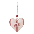 Kerst hartvormig stoffen ornament met rode HOPE tekst en gestreept patroon - Hart (HOPE)