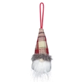 Gnomo di Natale con cappello a quadri rosso e bianco e lunga barba di peluche bianca - Stile A (Quadri Piccoli Rosso Bianco)