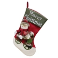 Classic red Christmas stocking with plush snowman figure and Merry Christmas embroidery - Snowman Style