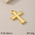 Polierter goldener Kreuzanhänger aus Titanstahl 25x38mm für minimalistische DIY-Halsketten - Großes Minimalistisches Poliertes Kreuz (KLJ484-Z)