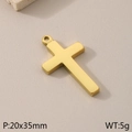 Minimalistischer polierter Edelstahl-Kreuzanhänger in glänzendem Gold, Größe 20x35mm - Modernes Minimalistisches Hellgoldenes Kreuz (KLJ494-Z)