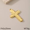 Ciondolo a croce in acciaio al titanio dorato 41x25mm con finitura minimalista lucida - Croce d'Oro Texturizzata (KLJ8702-Z)
