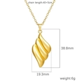 Elegant 18K gold-plated stainless steel necklace featuring a fluid flame leaf pendant design - Triple Stripe Flame Shape (Gold MS-531)