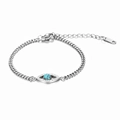 Elegante bracciale in acciaio inossidabile con occhio di Allah, perle e cristalli - Stile Malocchio (MS-551) / Bracciale Malocchio Acciaio