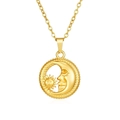Detail of 18K gold stainless steel necklace with sun and moon coin pendant - Sun and Moon Necklace (MS-546) / Gold