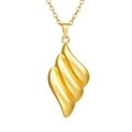 Macro detail of golden wave pendant necklace featuring a matte satin finish and O-chain - Triple Striped Pendant Gold (MS-531)