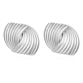 Orecchini a cerchio in acciaio argentato con design a strisce testurizzate chic - Stile Argento Lucido a Strati (MS547)