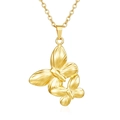 Detailed macro view of 18K gold double butterfly pendant with textured metal finish - Double Butterfly Pendant Gold (MS-532)