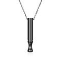Collana per respirazione mindfulness in acciaio nero opaco su sfondo bianco - Collana con Fischietto Cilindrico (MS-520) / Nero