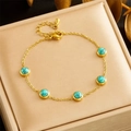 Bracciale in oro con cinque perle turchesi in astuccio per un look estivo fresco e chic - Bracciale Turchese Pezzo Singolo (B1395)