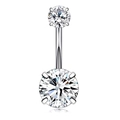 Stainless Steel Double Round - Steel-colored White Zirconium