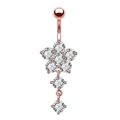 Elegant rose gold flower belly button ring with clear sparkling cubic zirconia stones - Rose Gold-Sunflower