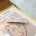 8.5cm minimalist rectangular acetate hair clip with white marble pattern for women - Gem White