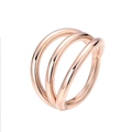 Detail of rose gold triple-layered surgical steel nose ring with a polished metallic finish - 1.2*8mm / Rose Gold