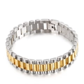 Pulsera bicolor plata y oro de acero inoxidable estilo President para hombres - Pulsera Bicolor