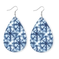 Ethnic teardrop earrings with blue and white porcelain pattern on white background - Blue & White Striped Tie-Dye